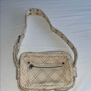 Stylish Cream Quilted Crossbody Bag